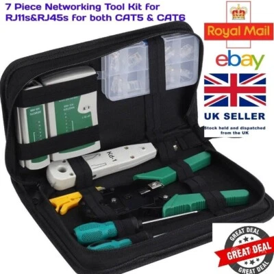 RJ45 Ethernet Cable Crimping Network Tester Punch Down Tool Kit Set CAT5 CAT6 UK - Image 1 of 4