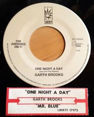 Garth Brooks 45 One Night A Day / Mr. Blue  w/ts - Image 1 of 2