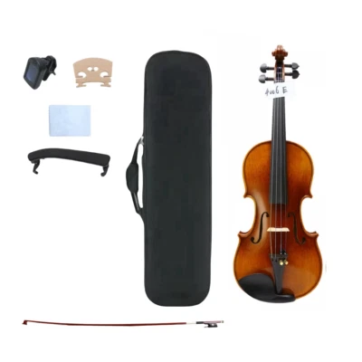 Master Violin 4/4 Full Size Flamed Maple & Ebony Accessories Case Bow Tuner new - Image 1 of 4