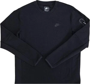 Nike Men's NSW Tech Fleece LS Black Crew Sweatshirt Pullover CU4505-010 XL (H2) - Picture 1 of 5