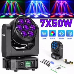 7x50W RGBW Bee Eye LED Wash Zoom Moving Head Beam Light DJ Party Stage Light DMX - Picture 1 of 11