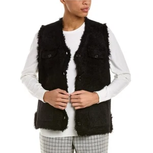 NWT New $138 Max Studio Fur Black Vest With Pockets Size L - Picture 1 of 14