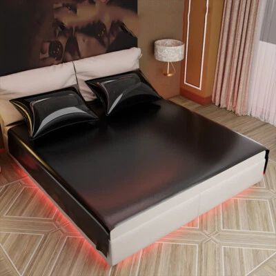 3Pc PVC Bedding Sheet + Pillow Waterproof Bed Sheet Cover Couples Adult Wet Sexy - Image 1 of 4