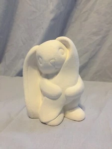 Hase Lop Ohr 5 Zoll groß Kaninchen Ostern Keramik Biskus fertig zum Malen - Bild 1 von 8