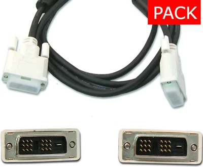 4 PACK of NEW DVI Cable M-M DVI-D 5ft Long Cord 18-Pin Monitor Cable - Image 1 of 4