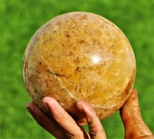 Pietra energetica curativa cristallo quarzo guaritore oro lucido 120 mm sfera decorazione - Foto 1 di 9