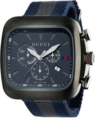 RARE Genuine GUCCI Coupe 44mm Chronograph Blue Grey Square Mens Watch YA131203 - image 1 of 2