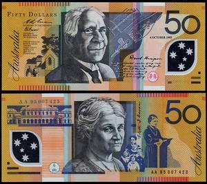 AUSTRALIA 50 DOLLARS (P54a) 1995 FRASER & EVANS FIRST PREFIX AA95 POLYMER UNC - Picture 1 of 1