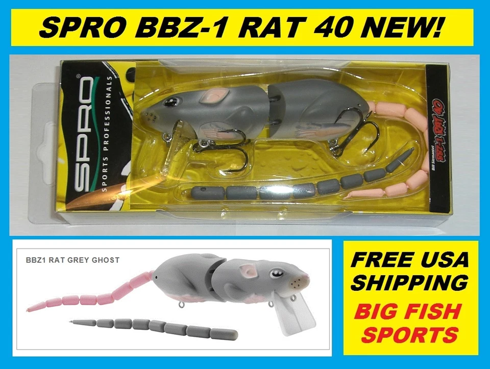 SPRO SRT40Z1GGT Bill Sienantel Bbz-1 Rat 40 Grey Ghost Fishing Bait 1oz 4”