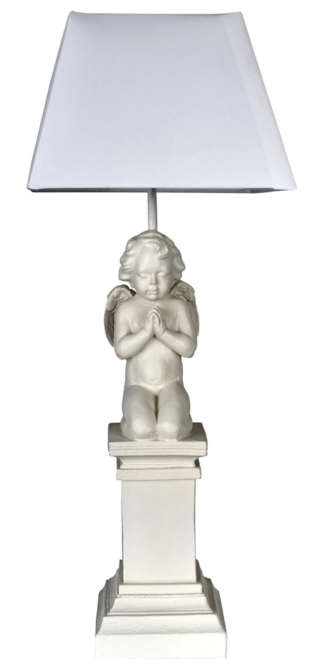 Tischlampe Amor Leuchte Engel Tischleuchte Weiss Lampe Landhausstil Engelfigur - Bild 1 von 4