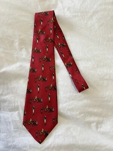 Polo Ralph Lauren | Vintage Equestrian Tie | Horses Jockey | Red Silk USA Made - Picture 1 of 7