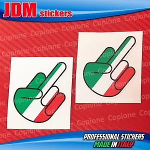 2 Adesivi STICKER BOMB Fuck Off Hand auto moto Italia Tricolore - Foto 1 di 1