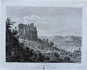 Aguafuerte Montesa Valenca Vista general España Agua fuerte 1850 Dequevauvillier - Imagen 1 de 5