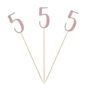 Rose Gold 5th Glitter Birthday Centerpiece Sticks 12-Pack Number 5 Table Topp... - Picture 1 of 2