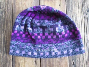 Columbia Baby Hat One Size (12 Months-2T) Beanie Fleece Purple Gray Girl Winter - Picture 1 of 5