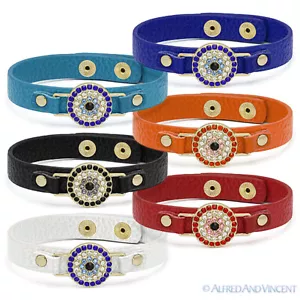 Böser Blick Griechisch Mati Türkisch Nazar Hamsa Kabbala Charm Lederarmreif Armband - Bild 1 von 7