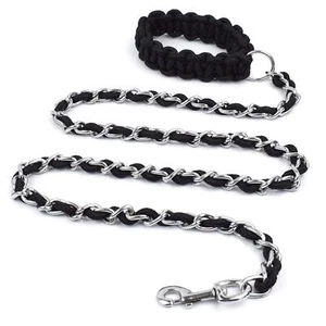 Chew Proof Dog Leash 5.5ft Metal Chain Lead with Soft Handle for Large Dogs - Picture 1 of 7