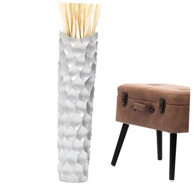  Jarrón de piso grande para decoración del hogar - Madera 26 pulgadas de alto granja 26 pulgadas plateado Foto 1 de 4