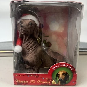 DACHSHUND ORNAMENT WEARING SANTA CAP~CHRISTMAS TREE ORNAMENT Dog Lover - Picture 1 of 5
