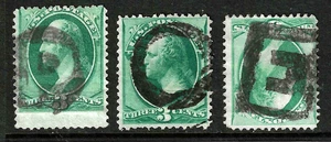 Fancy Cancel Collection LETTER "POE" 3 Cent Washington Banknote 1871-83 US 37B41 - Picture 1 of 3