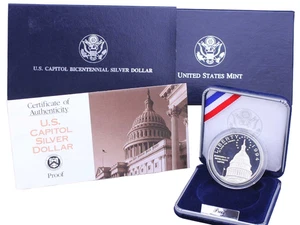 1994 Bicentennial of the U.S. Capitol Proof Silver Dollar   Stock Photo  Bx67 S5 - Picture 1 of 4