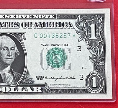 1963 STAR NOTE $1 DOLLAR BILL ( PHILADELPHIA)  UNCIRCULATED - Image 1 of 3