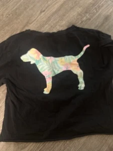 VICTORIA SECRET WOMEN CASUAL LOUNGE DOG PINK SHIRT BLACK SOFT MEDIUM M g - Picture 1 of 2