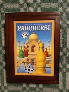 Parcheesi Vintage Game Collection MB Hasbro Wooden Bookshelf Box CIB Open Box VG - Picture 1 of 9