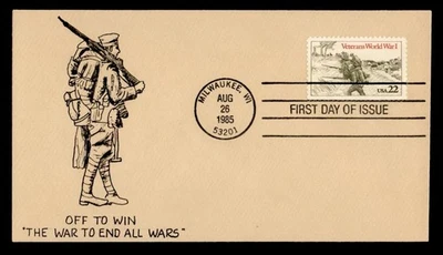 DR WHO 1985 FDC WWI VETERANS HAAS CACHET M58317 - Image 1 of 2