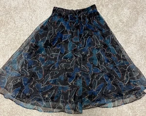 Falda Moulinette Soeurs Anthropologie Midnight Butterfly Metálica Organza Talla 2 - Imagen 1 de 8