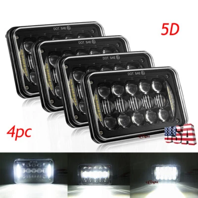 4pc 4x6" Led Headlights Hi/Lo DRL Angel Eye for GMC W3500 W4500 W5500 Base Truck - Image 1 of 4