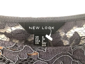 NEW LOOK Lace Dark Grey Top.UK Size 8. - Picture 1 of 7