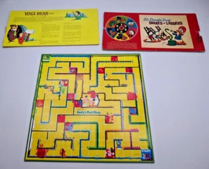 x3 Disney Game Boards 1970's Yogi Bear Goofy's Maze Donald Duck Snakes & Ladders - Picture 1 of 22