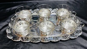 Rare West German Coffee / Tea Set, Silverplate Tray & Cups, Schott Mainz Jena - Picture 1 of 13