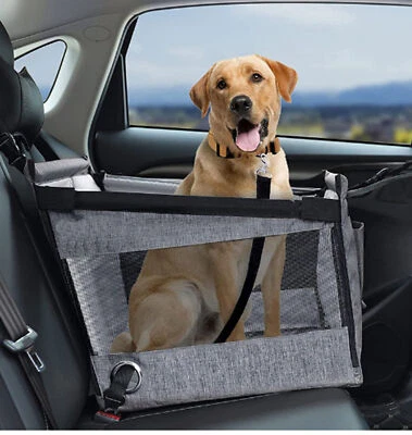 Transportador de viaje mediano grande para asiento de coche para perros con malla transpirable y cinturón ajustable Foto 1 de 4