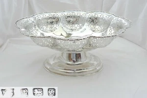 SELTENE GEORGE V HM STERLINGSILBER DURCHBOHRTER SOCKEL OBSTSCHALE 1924 - Bild 1 von 12