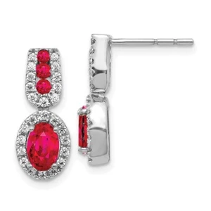 14k White Gold Diamond and Ruby Earrings Gift 2.66g Gift for Mother - Picture 1 of 4