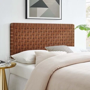 Modway Sparta Weave Full Vegan Leather Headboard in Walnut Brown - Picture 1 of 7