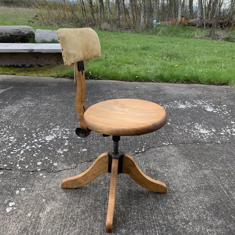 Antique Wood Solid Swivel Chair Industrial 1900s 1800s RARE Vtg Mcm Eames Knoll Cover