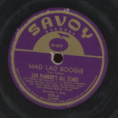 Jazz 78 - Leo Parker's All Stars - Mad Lad Boogie / Solitude on Savoy - Image 1 of 2