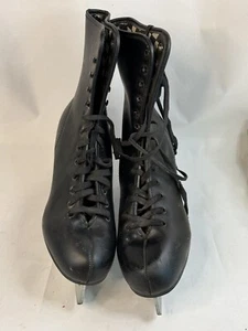 Patines de hielo canadienses vintage de cuero negro para hombre o mujer talla 10 - Imagen 1 de 4