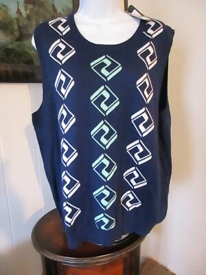 Chaleco Suéter Izod Golf XXL Plus Estampado Azul Marino Nuevo con Etiquetas Mezcla Algodón/nylon Sin Mangas Foto 1 de 4