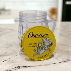Vtg Plastic Osterizer Mini Blend Container Jar Blend & Store 8 Ounce Yellow Lid - Picture 1 of 9