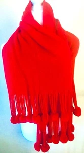 Wollbommel OVERSIZED SCHALS sehr weich & warm rot & beige für die Saison   - Bild 1 von 4