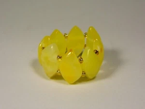Baltic Amber Ring Size 7.5 Yellow Women's Elastic Stretch Butterscotch 5669 - Picture 1 of 8