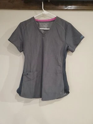 Med Couture Womens Scrub Top Slate 7459 V-Neck Medical Uniform Size XS Slate — 第 1/4 张图片