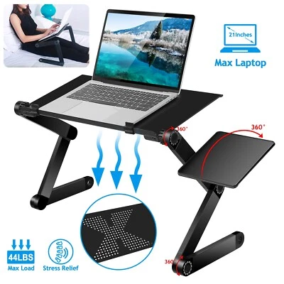 Rolling Laptop Desk Adjustable Height Computer Table Stand up Office Workstation - Image 1 of 4