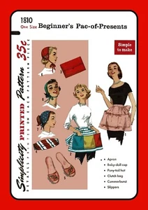 CAP Hat Apron SLIPPER Clutch CUMMERBUND Simplicity 1810 VTG 1966 Craft Pattern - Picture 1 of 5