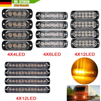 4x LED Auto Frontblitzer Blitzlicht Warnleuchte LKW Strobe Licht GELB KFZ 12/24V - Bild 1 von 4