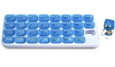 31 Day Monthly Pill Organizer Medication Pod Compartment Planner Box Travel Case - Image 1 of 4